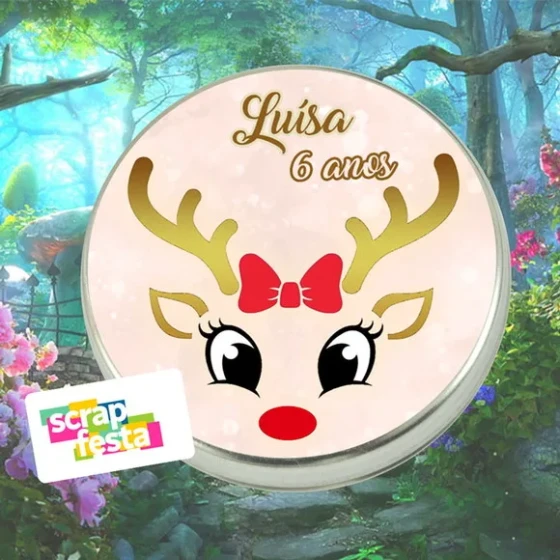 Latinhas Personalizadas Floresta Encantada Aquarela Rena