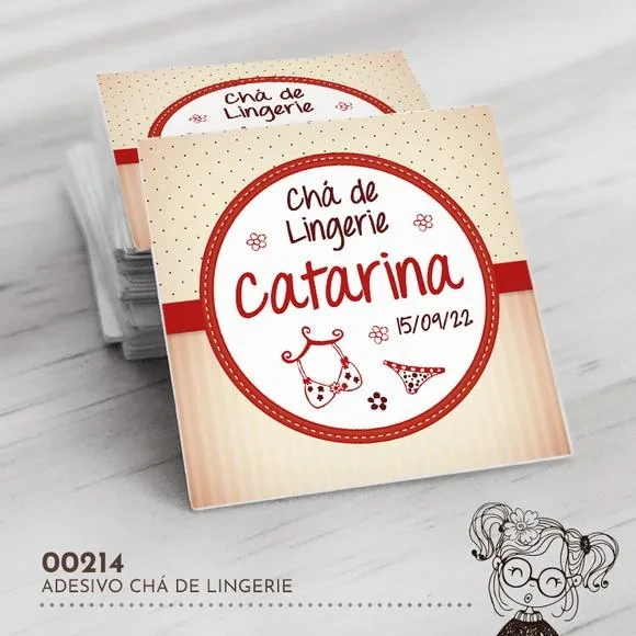 Adesivo Quadrado Chá de Lingerie - 00214