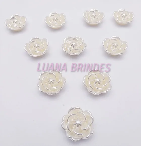 Flor Perolada de Abs com Furo Passante - Pct c/ 8 Unidades