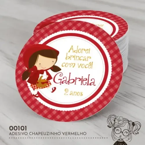 Adesivo Redondo Chapeuzinho Vermelho - 00101
