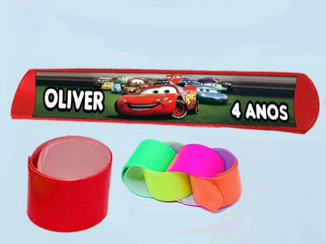 Pulseira Bate e Enrola Personalizada dos Carros Disney