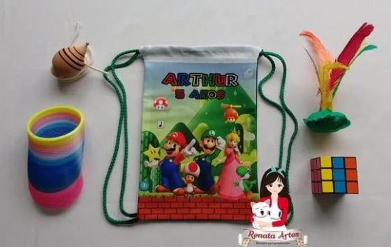 Mochila Brinquedos Retrô Tema Super Mario Bross