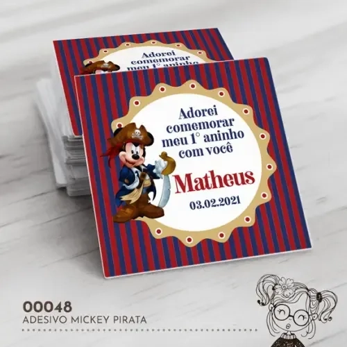 Adesivo Quadrado Mickey Pirata - 00048