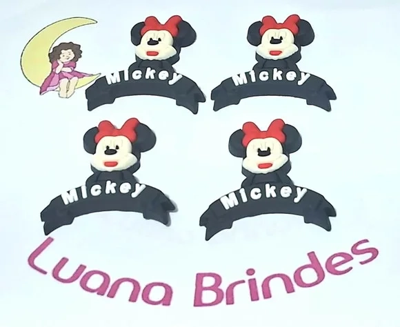 Aplique Minnie 3d Emborrachado Pacote com 4 Unidades