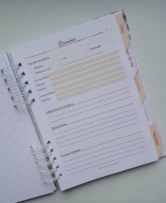 Planner da Noiva + Divisórias c/ Abas Personalizado - Escolha a Capa