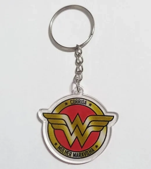 Chaveiro Símbolo Mulher Maravilha Adesivado 4 Cm- 1 Peça