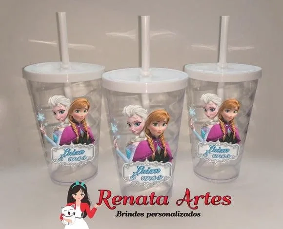 Copo com Canudo 500ml Frozen