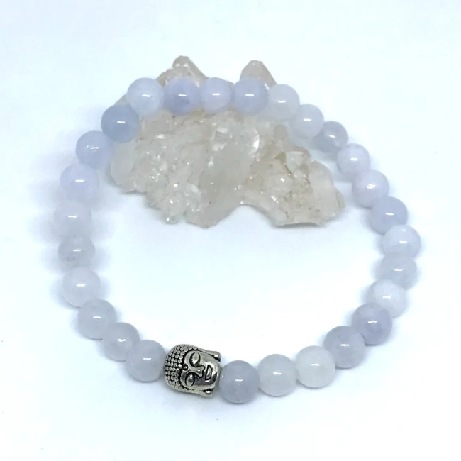 Pulseira Japamala 27 Contas Água Marinha Natural Bem Clara (Delicada)
