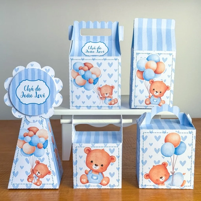 PEGUE E MONTE - Kit Festa URSINHO AZUL - Decoração de Festa | Lembrancinhas | Aniversário | Personalizados