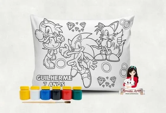 Almofada com Tinta para Colorir Sonic
