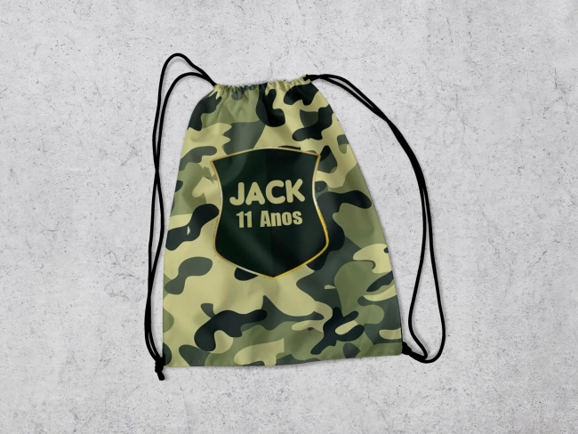 Mochilinha Personalizada para lembrancinhas da Exército