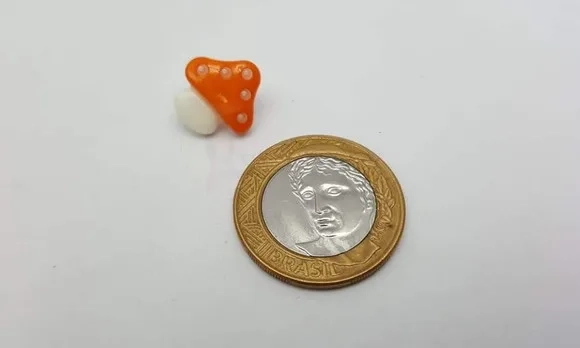 Aplique Botão de Cogumelo Laranja de 1,5cm - 20 unidades