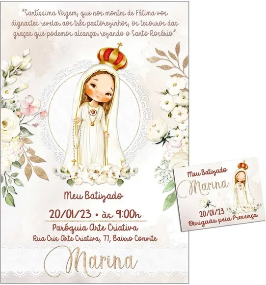 Convite Digital C/tag Batizado Nossa Senhora de Fátima 2