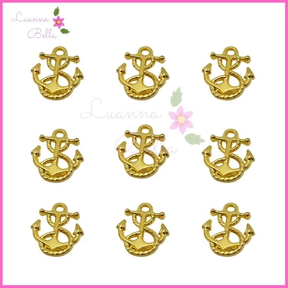 Pingente Âncora de Metal Dourado - Pct c/12 Unidades