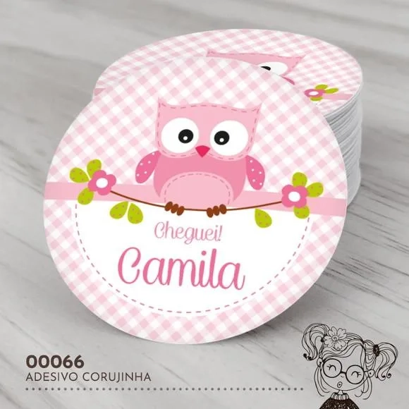 Adesivo Redondo Corujinha - 00066