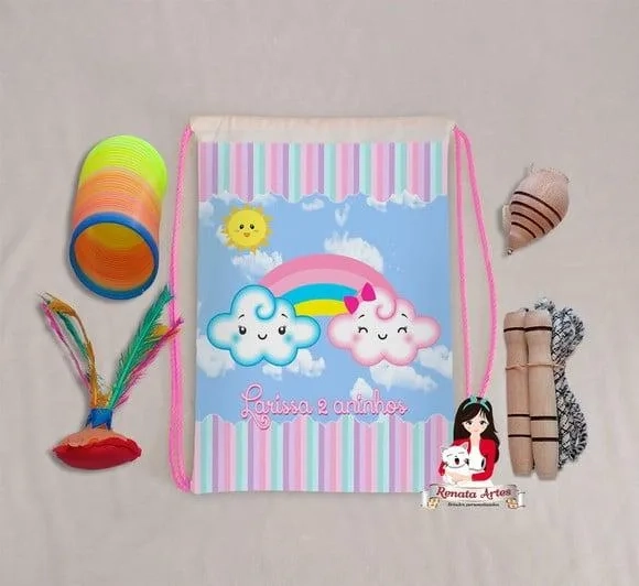 Mochila Boa Infância Personalizada Tema Chuva de Amor