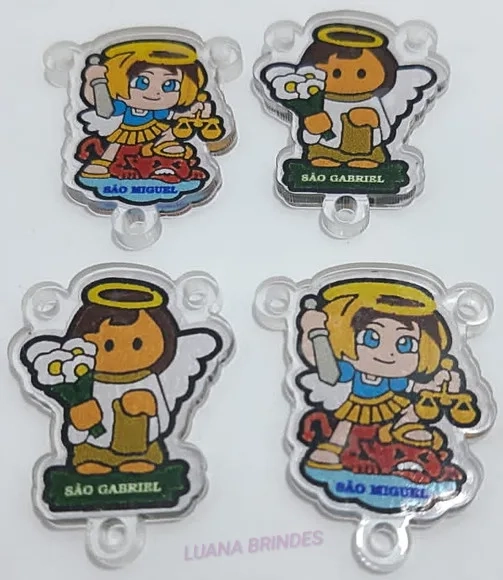 Entremeio São Miguel e São Gabriel de Acrilico -Pct c/6 unid