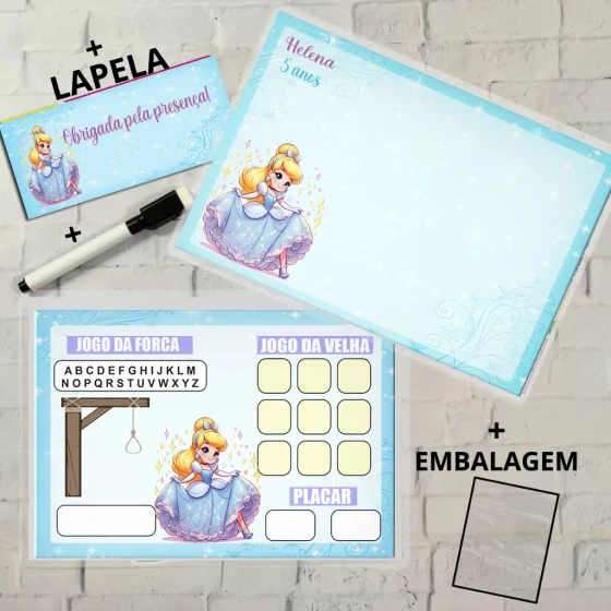 Lousa Magica Personalizada para lembrancinhas da Cinderela