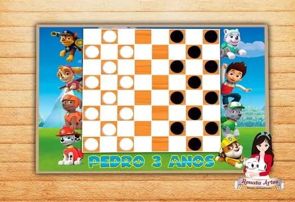 Jogo de Damas Personalizado Patrulha Canina