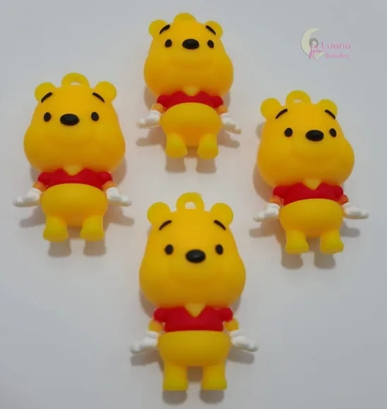 Pingente Ursinho Pooh de Borracha - 4,6cm - pct c/2 unidades
