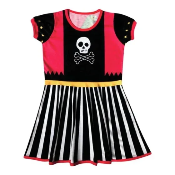 Vestido Infantil Fantasia Pirata Menina Frente e Costas