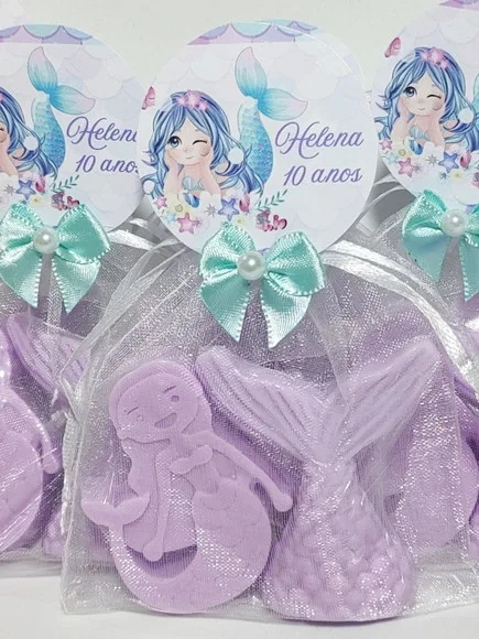 Lembrancinha Tema Sereia, Kit Sabonetes Sereia com Cauda