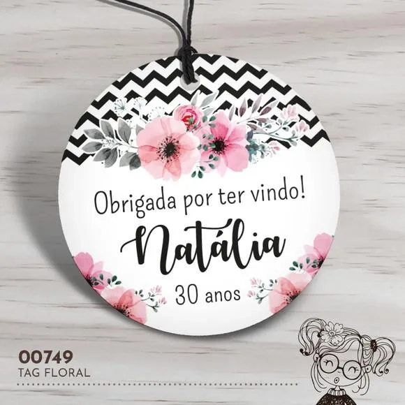 Tag Redonda Floral - 00749