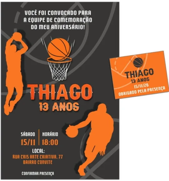 Convite Digital C/tag Basquete