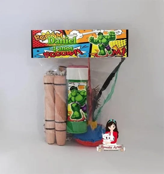 Kit Lembrancinha com Bolha de Sabão Hulk Desenho