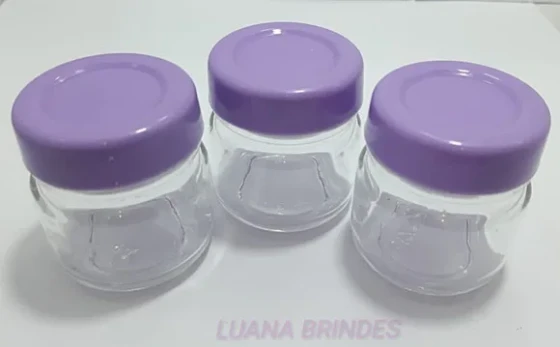 Potinho de Vidro 40ml c/tampa Lilás plástica-pct c/10 uni