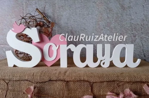 Letras de MDF -Nomes Coração