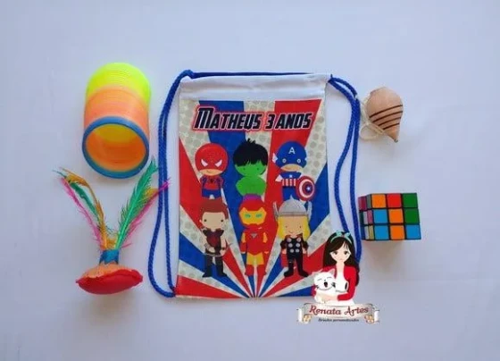 Mochila Brinquedos Retrô Tema Super Heróis Baby