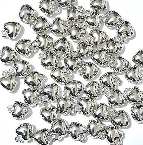 Pingente Mini Coração Prata 1cm Abs Pacote com 100 Unidades