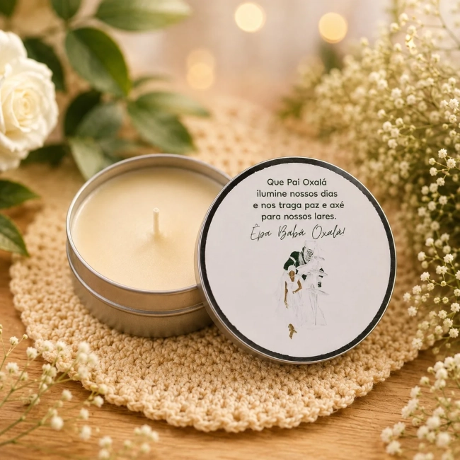 51 unidades de Vela Aromática na latinha Personalizada, Oxalá - Nanã - Orixás e Entidades, fazemos qualquer tema.