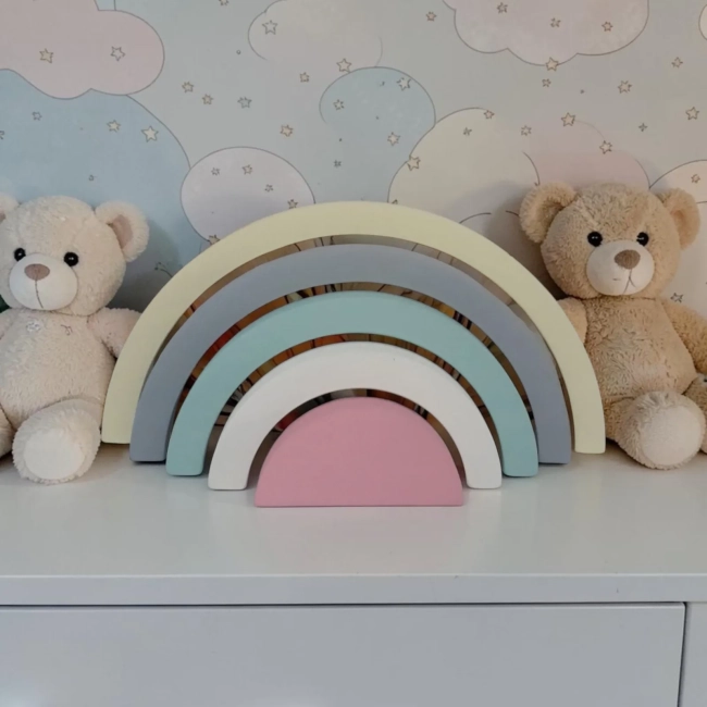 Arco iris de mdf decorativo/ Enfeite de festa, decoração pra quarto de bebe.