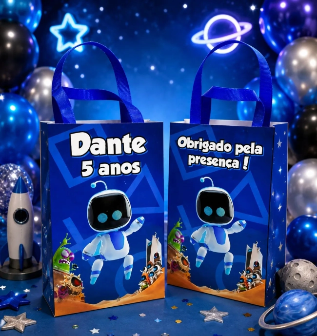 Sacolinhas Personalizadas Astro Bot Lembrancinhas Para Aniversário