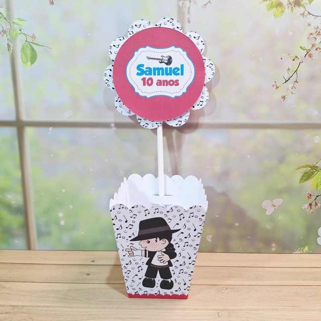 Centro de Mesa MICHAEL JACKSON - PEGUE E MONTE - Decoração de Festa | Lembrancinhas | Aniversário | Personalizados