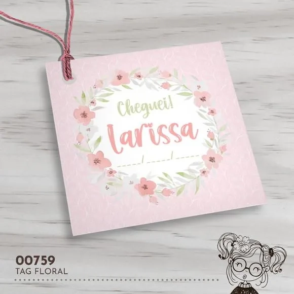 Tag Quadrada Floral - 00759