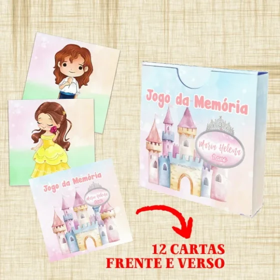 Jogo da Memória Personalizado Festa Princesas Aquarela