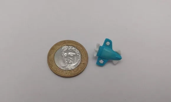 Aplique Botão de Avião Azul de 1,7cm - Pct C/ 20