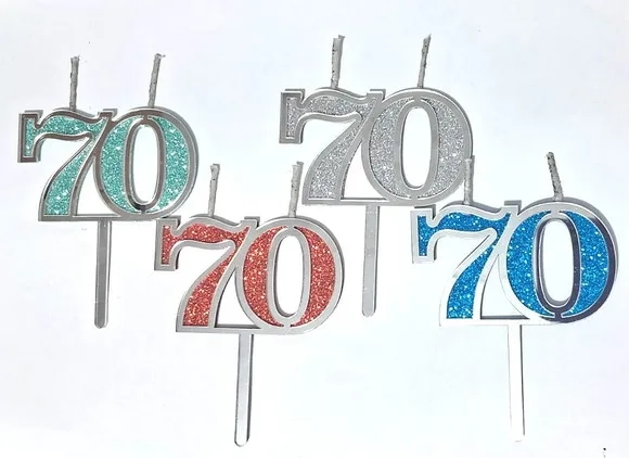 Vela 70 Anos Prata Acrílico Pavio Magico - 1 Peça