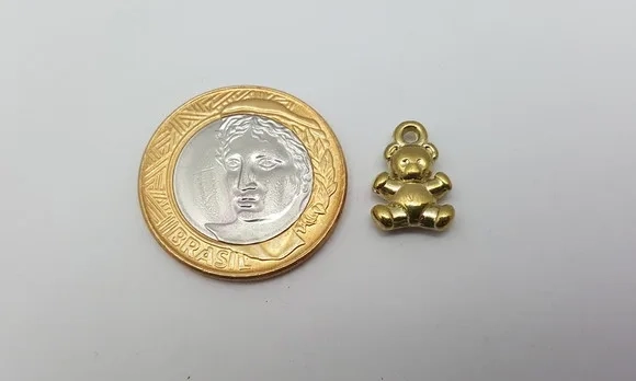 Pingente Ursinho de Abs Dourado de 1,5cm - 25 Unidades