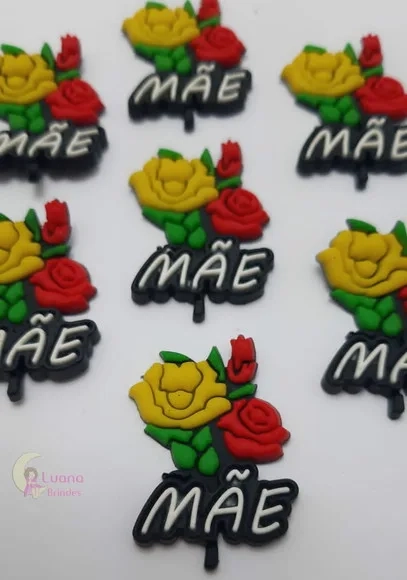 Aplique Rosas Nome Mâe Emborrachado - Pct C/6 Unidades