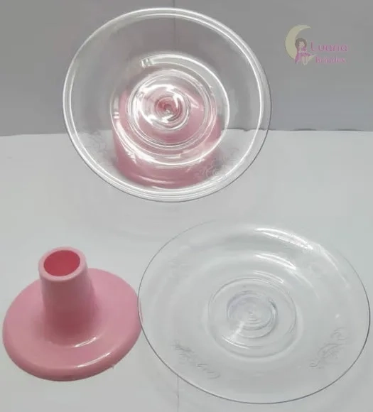 Mini Cake Transparente c/suporte Rosa de acrílico-pct c/2 un