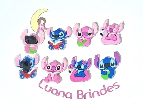 Pins para Cadarço Stitch e Angel Pacote com 6 Unidades