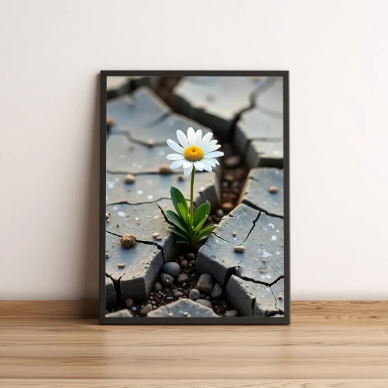 Quadro Flor Margarida na Terra Rachada 2699
