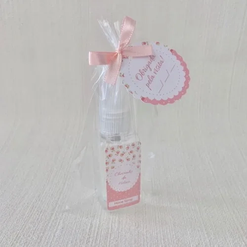 Lembrancinha Maternidade Home Spray floral rosa