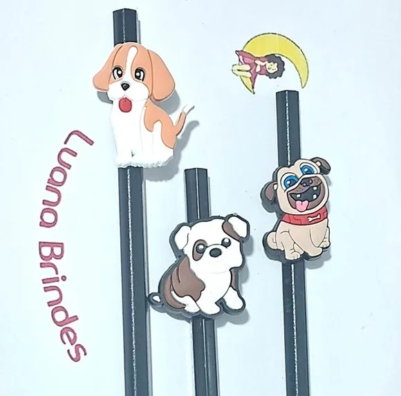 Lápis com Ponteira Cachorros Emborrachado 6 Unidades
