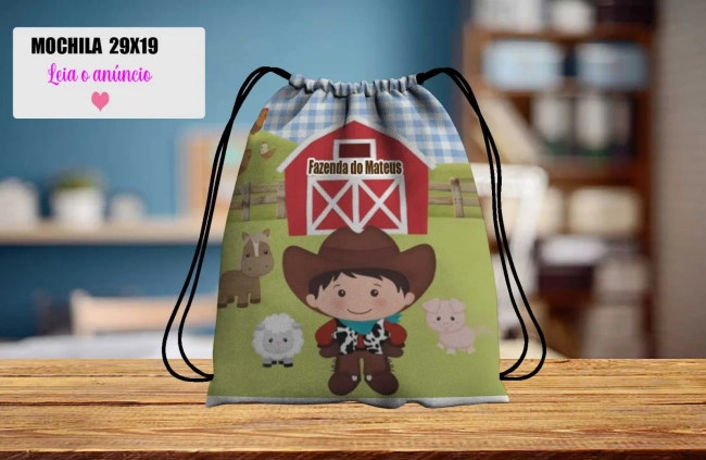 Mochilinha personalizada para lembrancinha Fazendinha