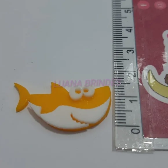 Aplique em acrílico de Tubarão Amarelo - pct c/9 unid